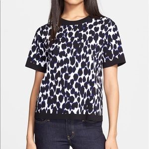 Kate Spade short-sleeve leopard-print knit sweater